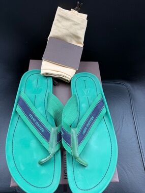 Louis Vuitton Green Sandals Sliders flip flop Mens UK 10.5 US 11.5-12 EU 45